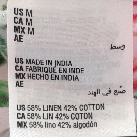 Charter Club Linen Long Sleeve Floral Print Roll Tab Button Up Shirt Pink Size M - Picture 10 of 12